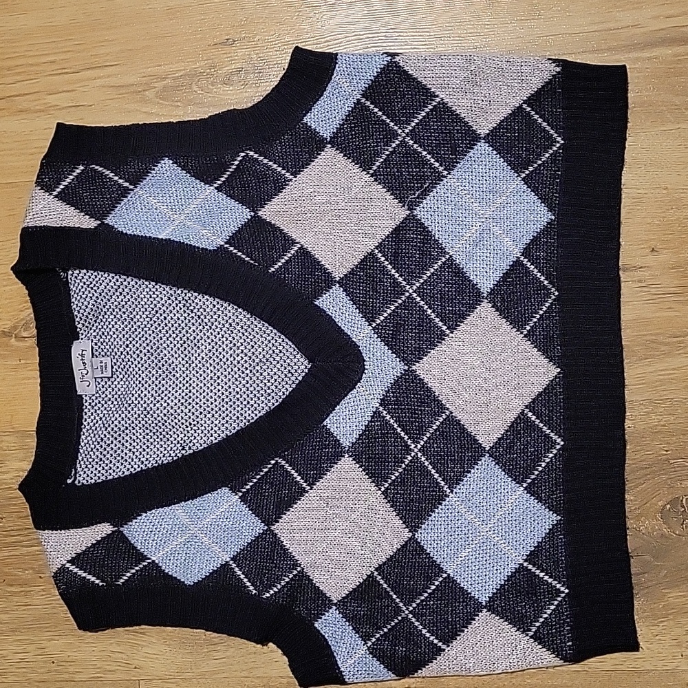 J for Justify V-Neck Argyle Sweater Vest - Black and Light Blue
